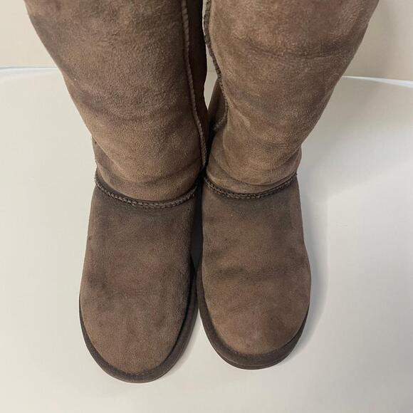 UGG Australia Leather Sheepskin Classic Tall Rollover 5815 Chestnut Brown Size 5 - Picture 9 of 9